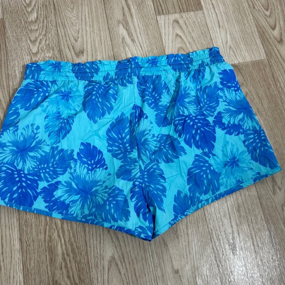 Aerie Board Shorts Womens XL Blue Tropical Monstera Floral Drawstring pool Beac - Picture 9 of 9